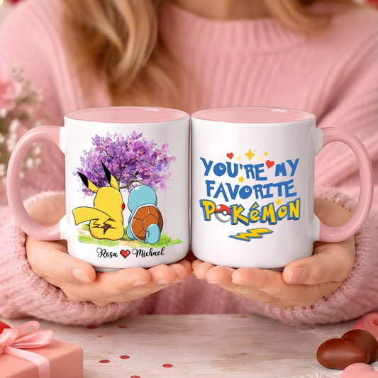 Personalized Poke Couple Mug, Custom Names & Favorite Characters, Valentine Gift, Romantic Gift for Couples, Anniversary Gift