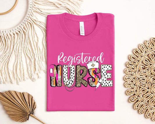 Registered Nurse Leopard Print Shirt, Nurse Appreciation Day Gift, Coquette RN Top, Registered Nurse T-Shirt, Cheetah RN Nurse Week Shirt