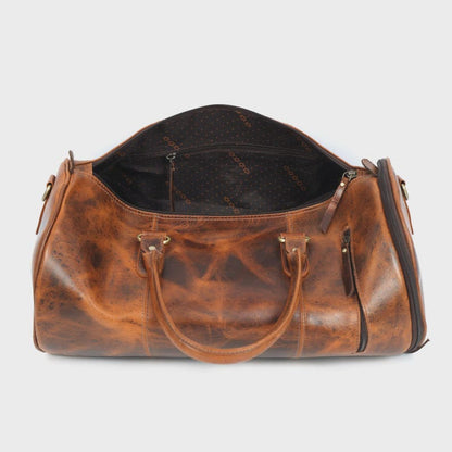 Full Grain Leather Gym Duffle Bag with Shoe Compartment – Vintage Weekender Carry On
