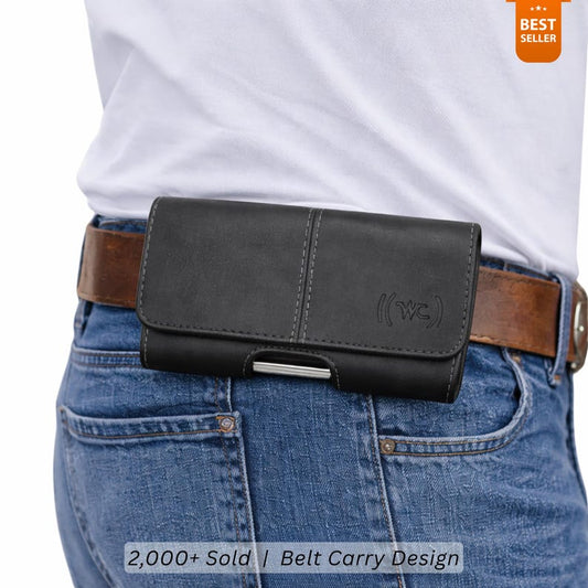 Leather Phone Holster with Belt Loop & Belt Clip, Universal Cell Phone Pouch, Belt Phone Case Fits iPhone Samsung Google Pixel
