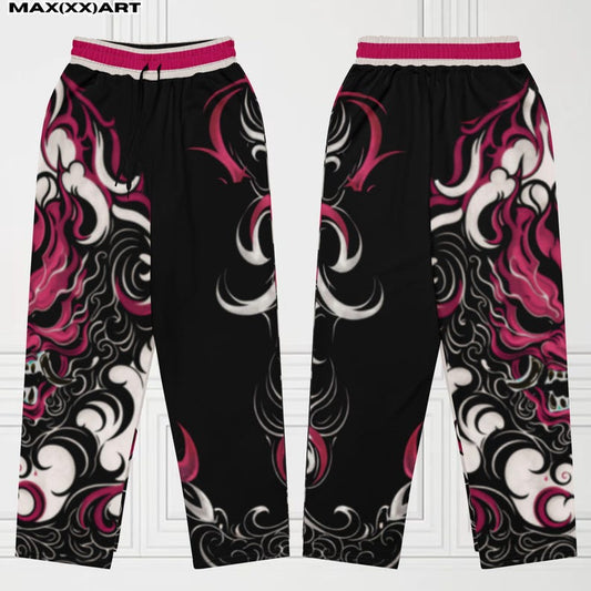 Unisex Cosplay Inspired Wide Leg Joggers Lion Mask Design MMA Sportswear Pants Fighting Game