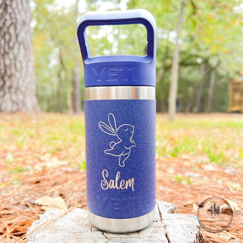 Personalized Kids Custom Yeti Rambler Jr Water Bottle Engraved Insulated Tumbler Back to School Gift Idea for Children 20 Theme Options
