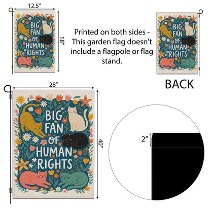 Cat Human Rights Garden Flag: Retro Floral Yard Decor