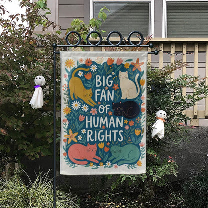 Cat Human Rights Garden Flag: Retro Floral Yard Decor