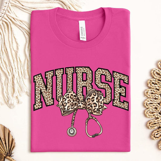 Nurse Leopard Print Stethoscope Sweatshirt, Cheetah Print Nurse Hoodie, Personalized Gift for Healthcare Worker, Leopard Varsity Sweatshirt