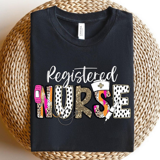 Registered Nurse Leopard Print Shirt, Nurse Appreciation Day Gift, Coquette RN Top, Registered Nurse T-Shirt, Cheetah RN Nurse Week Shirt