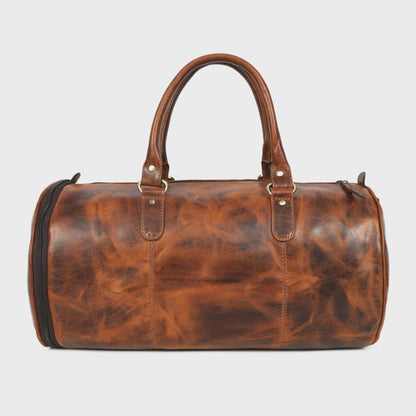 Full Grain Leather Gym Duffle Bag with Shoe Compartment – Vintage Weekender Carry On