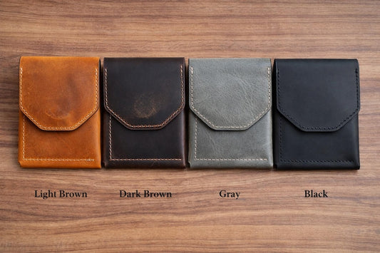 Personalized Leather Cash Wallet for Men, Slim Front Pocket Wallet, Minimalist Vertical Wallet, Magnetic Closure, Handmade Gift
