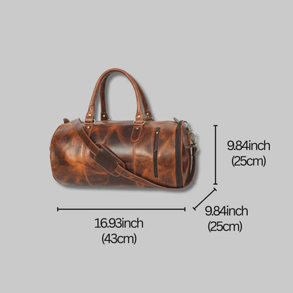 Full Grain Leather Gym Duffle Bag with Shoe Compartment – Vintage Weekender Carry On