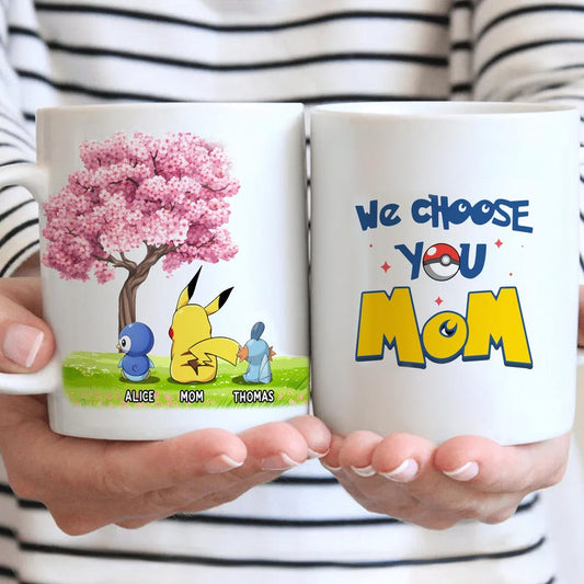 Custom Poke Best Mom Ever Mug, Personalized Character Poke-mom Coffee Cup for Mother’s Day, Gift from Kids Mom Gifts with Kids Names