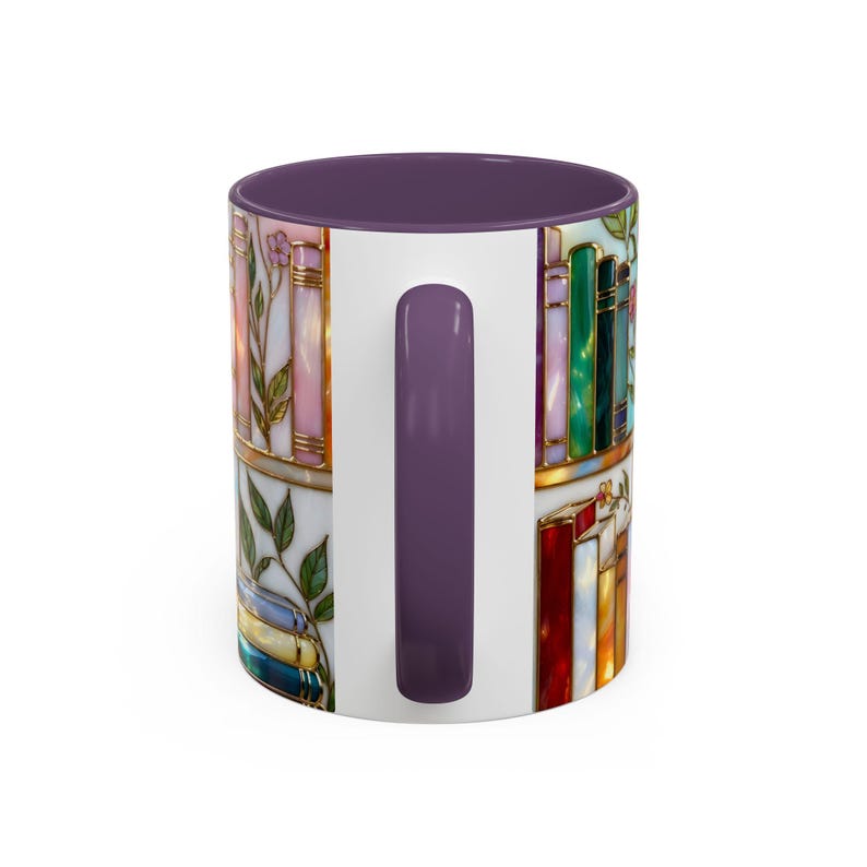 Floral Bookish Stained-Glass Style Mug, Book Lover Gift, Library Aesthetic Cup, Reading Mug