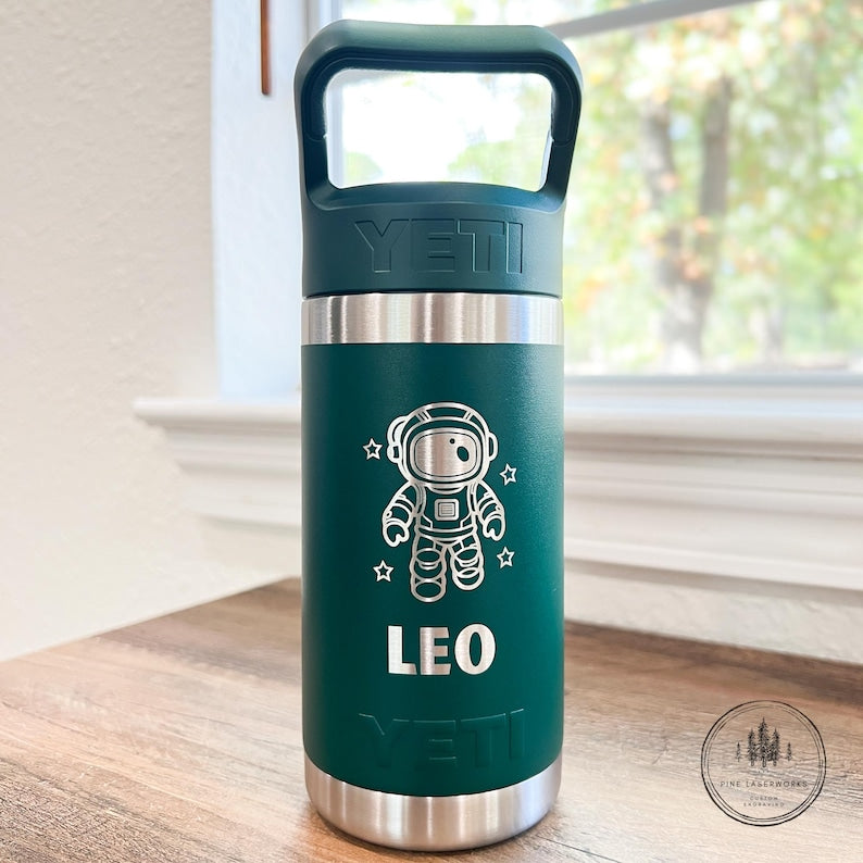 Personalized Kids Custom Yeti Rambler Jr Water Bottle Engraved Insulated Tumbler Back to School Gift Idea for Children 20 Theme Options