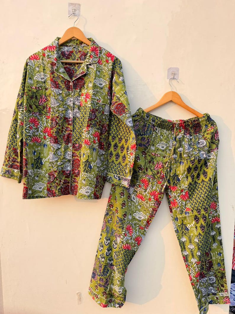 Floral Patchwork Pajama Women, Lightweight Boho Sleepwear, Summer Loungewear, Two Piece PJ