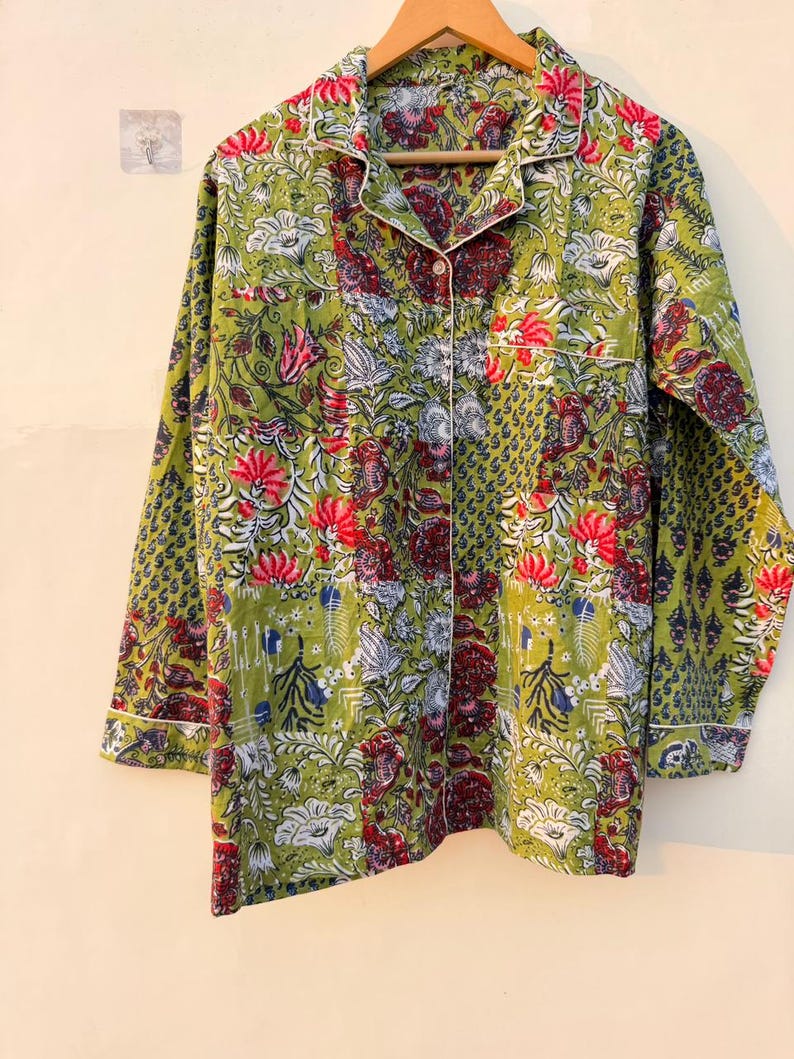 Floral Patchwork Pajama Women, Lightweight Boho Sleepwear, Summer Loungewear, Two Piece PJ