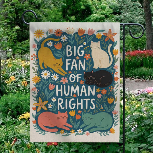 Cat Human Rights Garden Flag: Retro Floral Yard Decor