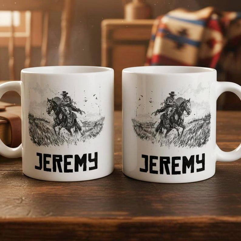 Custom Cowboy Mug, Vintage Inspired Cowboy Cup,  Western Coffee Cup, Birthday Gift For Him, Gift for Dad, Husband, Cowboy Lover, Camping Mug
