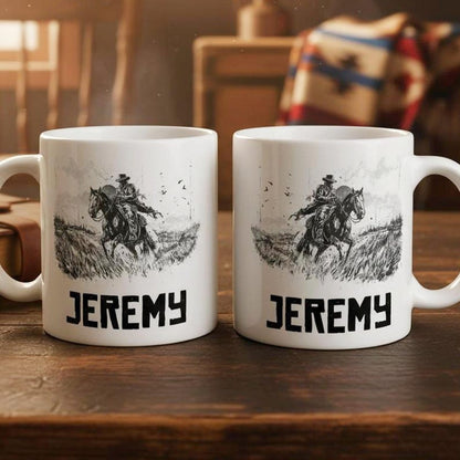 Custom Cowboy Mug, Vintage Inspired Cowboy Cup,  Western Coffee Cup, Birthday Gift For Him, Gift for Dad, Husband, Cowboy Lover, Camping Mug