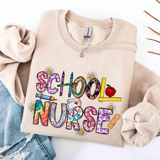 School Nurse Sweatshirt, Nurse Shirt, RN Shirt, Nurse Graduation Gift, Nurse Week Shirt, Gift For Nurse, Back to School Nurse Sweaters