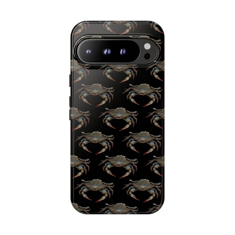 Crab Phone Case, Blue Crab Pattern Case, Coastal Fishing Phone Case, Ocean Phone Case, Fisherman Gift, iPhone Samsung Pixel Tough Case