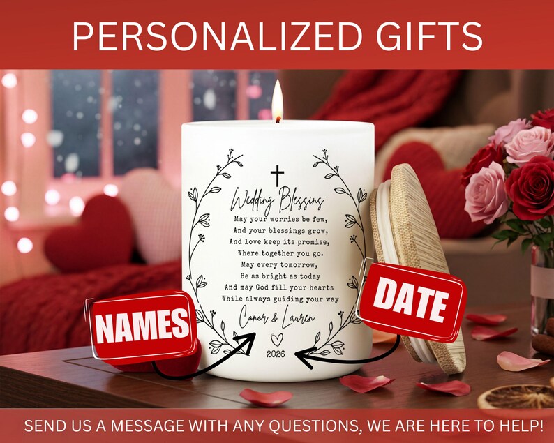 Christian Wedding Candle 2026, Daughter in law wedding gift, personalized wedding gift for couple, Wedding Gift for Bride and Groom