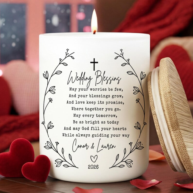 Christian Wedding Candle 2026, Daughter in law wedding gift, personalized wedding gift for couple, Wedding Gift for Bride and Groom