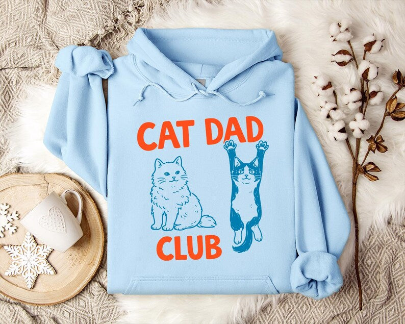 Cat Dad Club Hoodie, Retro Cat Lover Gift for Men, Funny Cat Daddy Hoodie, Vintage Style Pet Owner Hoodie