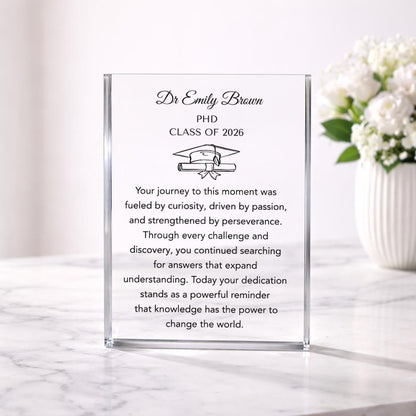 Personalized PhD Graduation Gift, Custom Doctor Acrylic Plaque, Doctorate Gift for men and women, Daughter Graduation