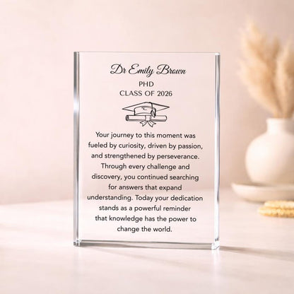 Personalized PhD Graduation Gift, Custom Doctor Acrylic Plaque, Doctorate Gift for men and women, Daughter Graduation