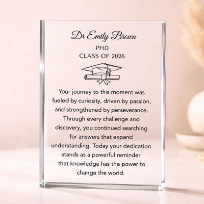 Personalized PhD Graduation Gift, Custom Doctor Acrylic Plaque, Doctorate Gift for men and women, Daughter Graduation