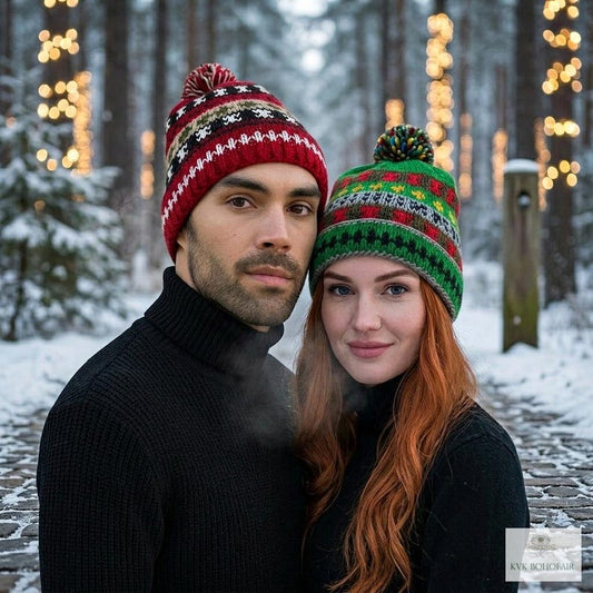 Cozy Wool Hat with Pom Pom - Hand Knitted Comfort