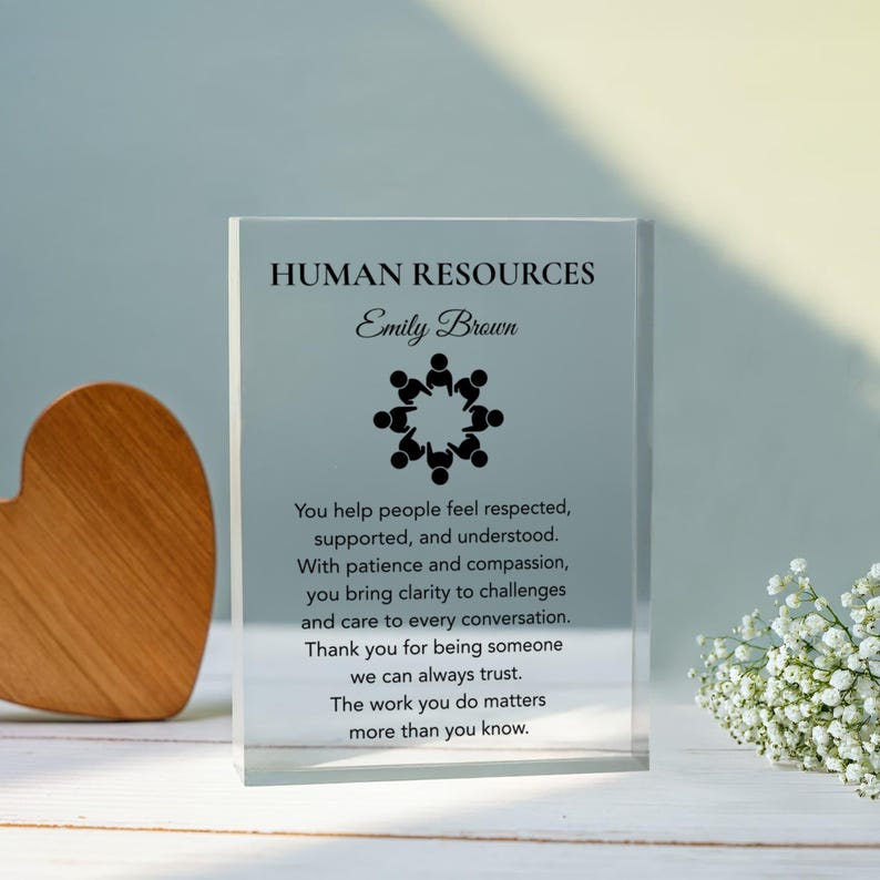 Human Resources Gift Desk Plaque for HR Manager or Team, Meaningful Thank You Keepsake, Personalized Appreciation Gift for Coworker or Boss