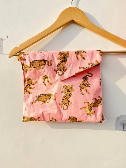 Tiger Print Cotton Pajama Set Women, Hand Block Sleepwear, Pink Soft PJs, Button Down Nightwear, Lounge Set Gift for Her
