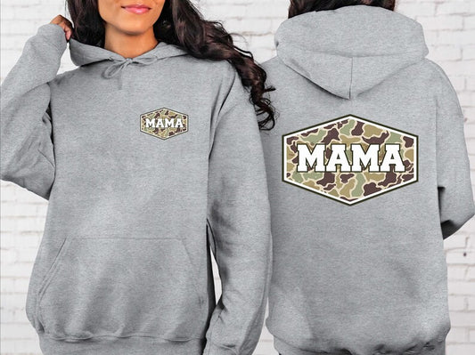 Mama Camouflage Hoodie, Retro Varsity Mama Hoodie, Duck Camo Mothers Day Gift, Trendy Military Style Mama Outfit,Hunting Mama Gift