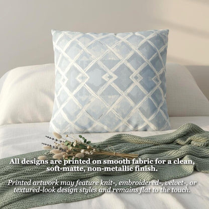 Coastal Trellis Pillow Cover, Blue Hamptons Style Cushion, Soft Neutral Lattice Throw Pillowcase Relaxed Beach Style House Decor Accent Gift