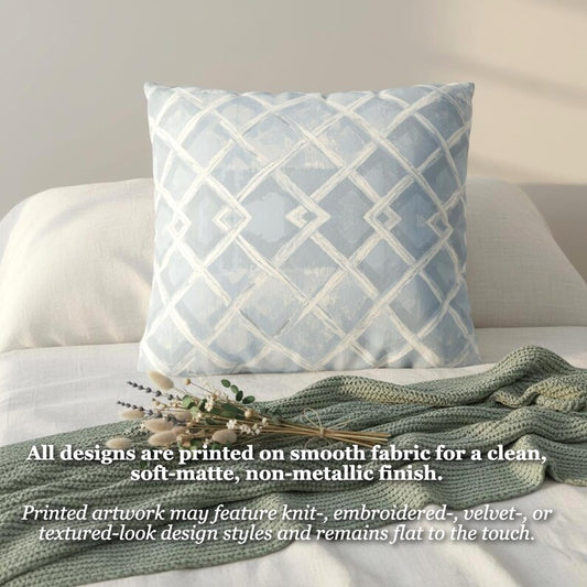 Coastal Trellis Pillow Cover, Blue Hamptons Style Cushion, Soft Neutral Lattice Throw Pillowcase Relaxed Beach Style House Decor Accent Gift