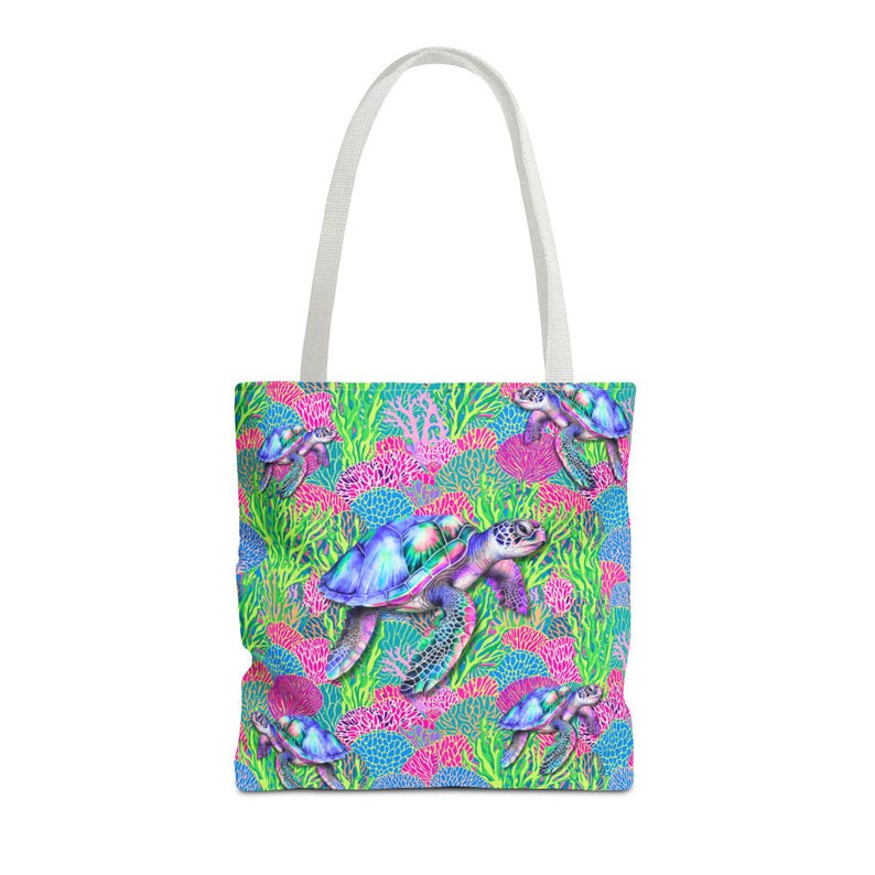 Sea Turtle Beach Tote Bag, Coastal Ocean Tote, Tropical Reusable Bag, Large Beach Bag, Sea Life Shopping Tote, Coastal Gift for Women