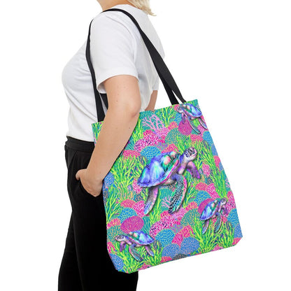 Sea Turtle Beach Tote Bag, Coastal Ocean Tote, Tropical Reusable Bag, Large Beach Bag, Sea Life Shopping Tote, Coastal Gift for Women