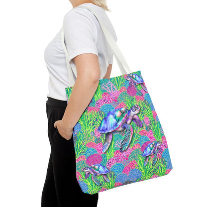 Sea Turtle Beach Tote Bag, Coastal Ocean Tote, Tropical Reusable Bag, Large Beach Bag, Sea Life Shopping Tote, Coastal Gift for Women