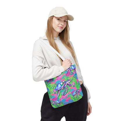 Sea Turtle Beach Tote Bag, Coastal Ocean Tote, Tropical Reusable Bag, Large Beach Bag, Sea Life Shopping Tote, Coastal Gift for Women