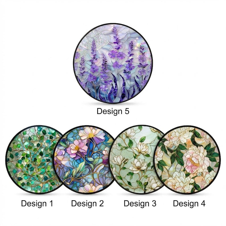 Purple Lavender Stained Glass Suncatcher, Floral Window Hanging, Aesthetic Wildflower Sun Catcher, Botanical Decor Gift for Home