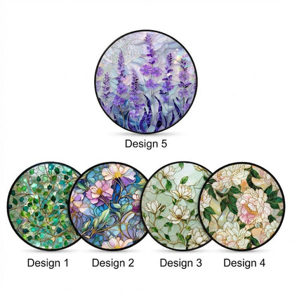 Purple Lavender Stained Glass Suncatcher, Floral Window Hanging, Aesthetic Wildflower Sun Catcher, Botanical Decor Gift for Home
