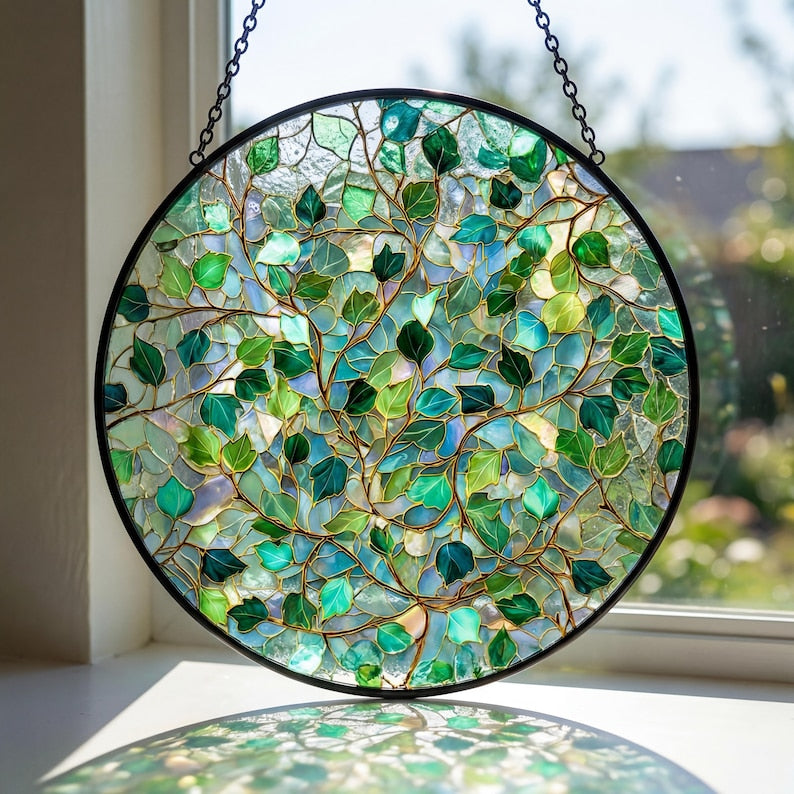 Purple Lavender Stained Glass Suncatcher, Floral Window Hanging, Aesthetic Wildflower Sun Catcher, Botanical Decor Gift for Home