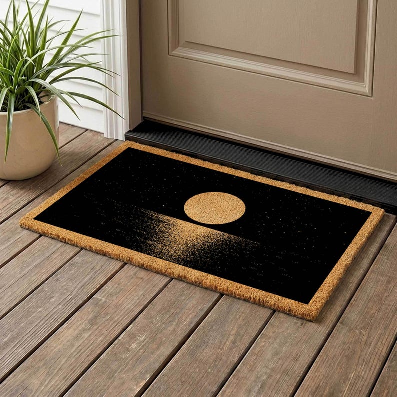 Moon on Lake Coir Doormat, Seascape Welcome Mat