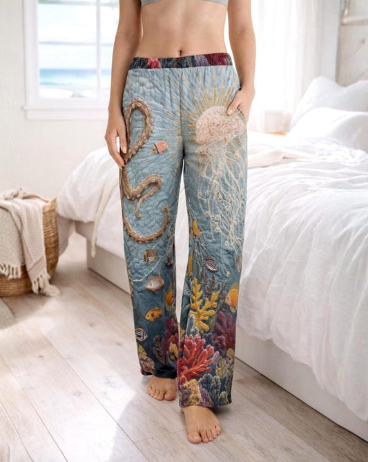Octopus Pajama Pants Womens Coastal Lounge Pants Ocean Coral Sleepwear Beach Loungewear Nautical Pajama Bottoms