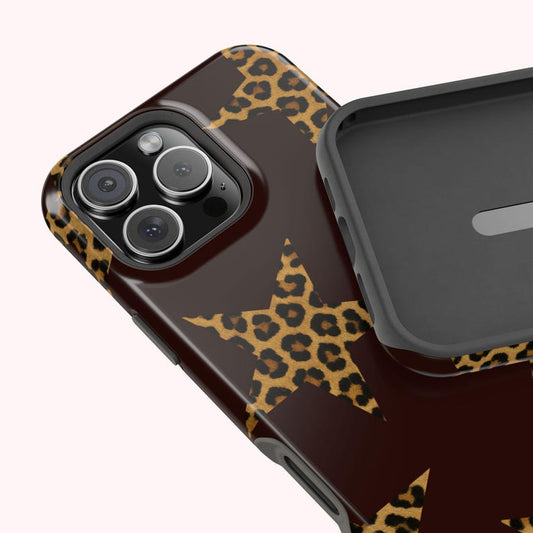 Cheetah Print Stars Brown Magnetic Tough Phone Case for iPhone