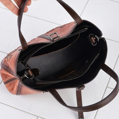 Vintage Genuine Leather Multi Compartment Tote Bag High Capacity Women’s Handbag for Work Travel and Everyday Style for Woman Womens Handbag