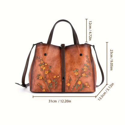 Vintage Genuine Leather Multi Compartment Tote Bag High Capacity Women’s Handbag for Work Travel and Everyday Style for Woman Womens Handbag