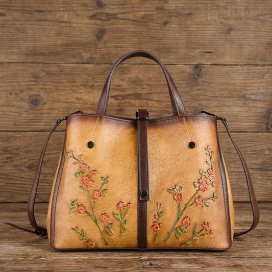 Vintage Genuine Leather Multi Compartment Tote Bag High Capacity Women’s Handbag for Work Travel and Everyday Style for Woman Womens Handbag