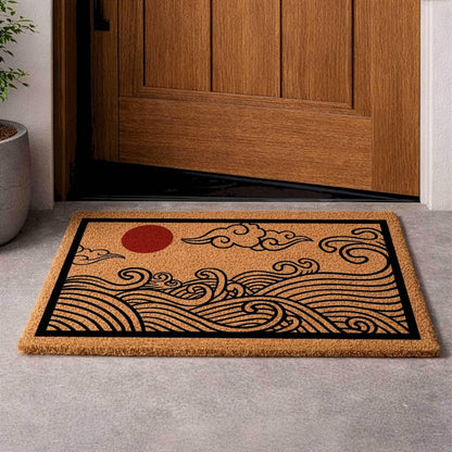 Japanese Wave Coir Doormat | Hokusai Inspired Entryway Rug
