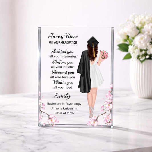 Niece Graduation Gift Personalized Plaque, High school Grad, College Graduation, Masters degree Graduate Phd Graduation Gift from Aunt Uncle